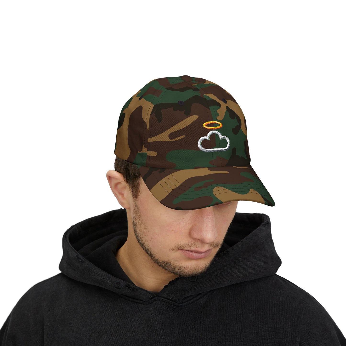 Heavenly Cloud Dad Cap with Cloud and Halo, Casual Hat for Dads, Perfect Gift for Father's Day, Summer Accessory, Stylish Outdoor Cap