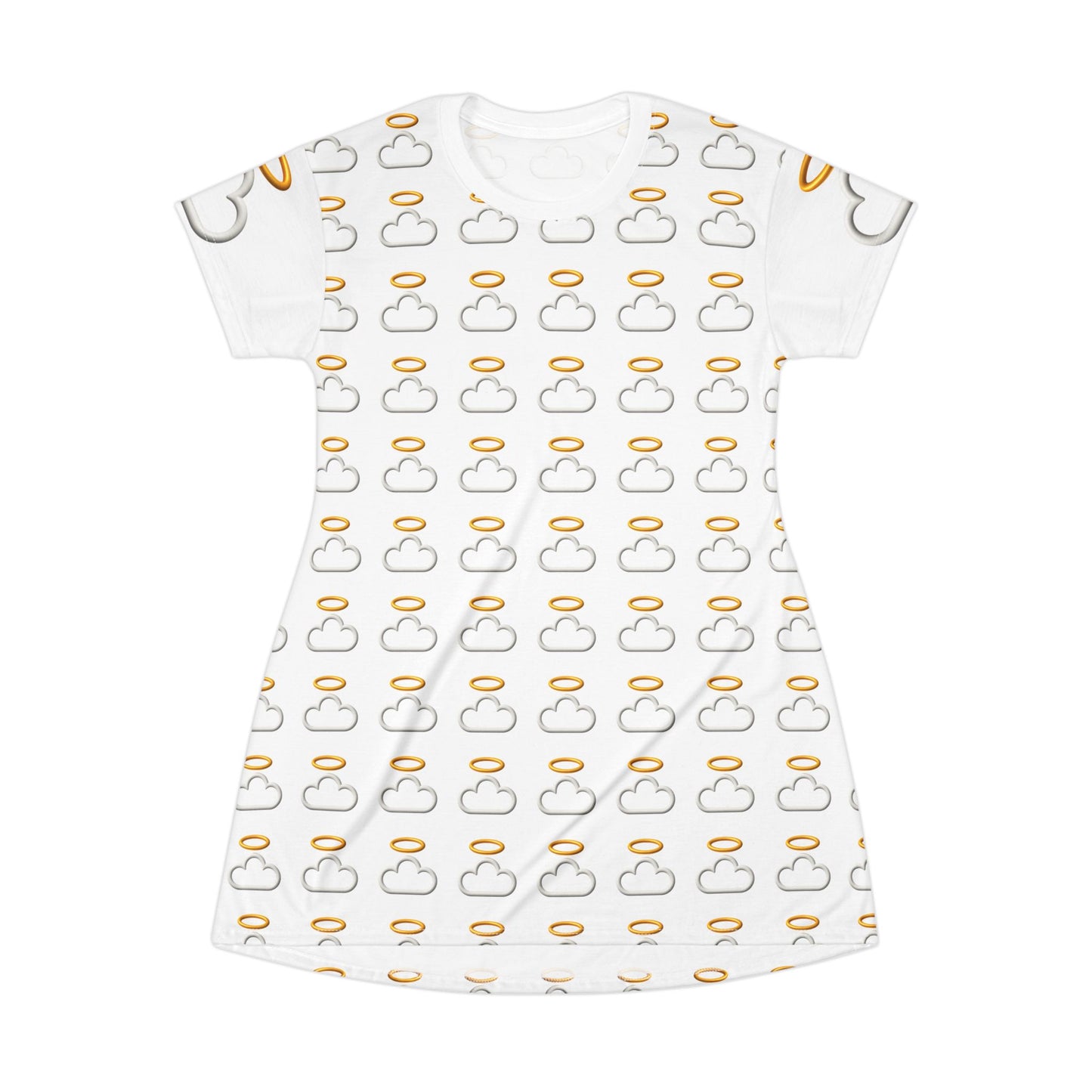 Heavenly Cloud T-Shirt Dress, Casual Wear, Summer Dress, Lounge Dress, Fun Gift, Cloud Print Clothing