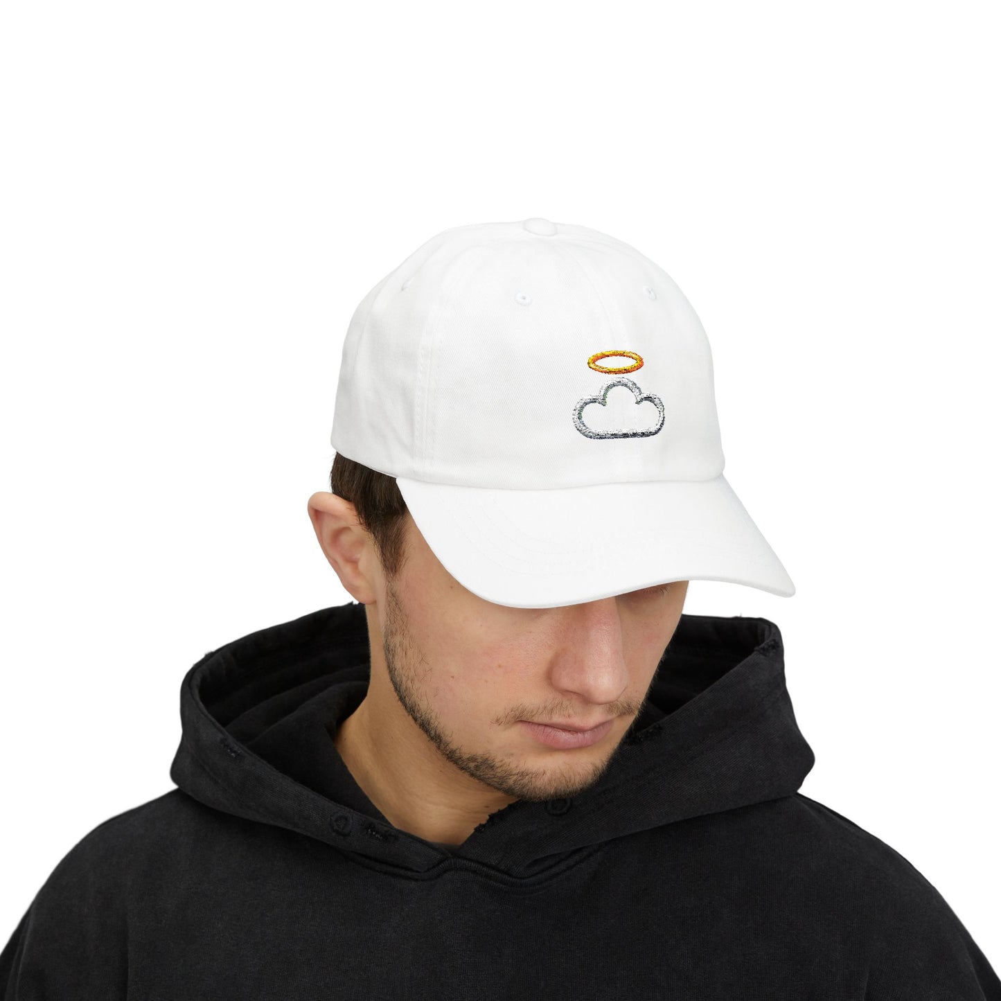 Heavenly Cloud Dad Cap with Cloud and Halo, Casual Hat for Dads, Perfect Gift for Father's Day, Summer Accessory, Stylish Outdoor Cap